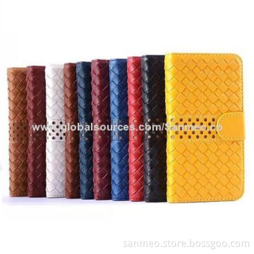 Braid Leather Mobile Phone Case for iPhone 5/6, Perfectly Fits the Shape, with Wallet & HolderNew